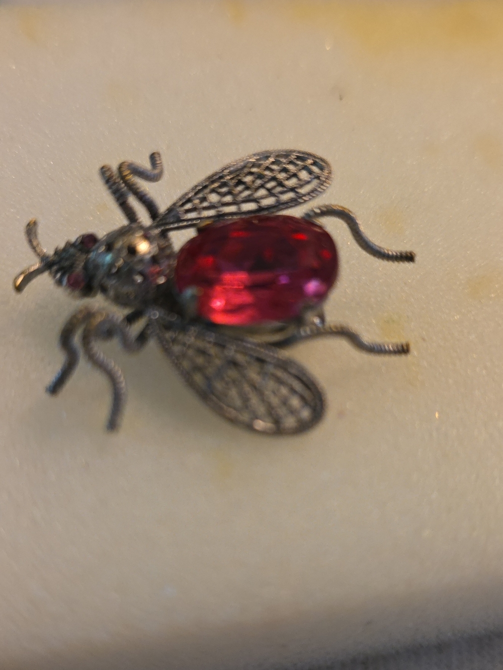Red Jeweled Fly Decorative Accent - Unbranded